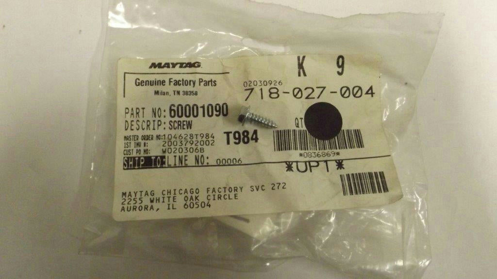 MAYTAG WHIRLPOOL WASHER 60001090 22001995 SCREW NEW MAYTAG WHIRLPOOL WASHER 60001090 22001995 SCREW NEW